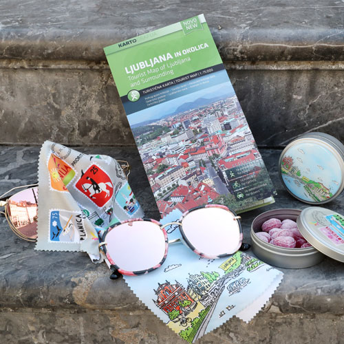 Souvenir bags, mugs and stamps